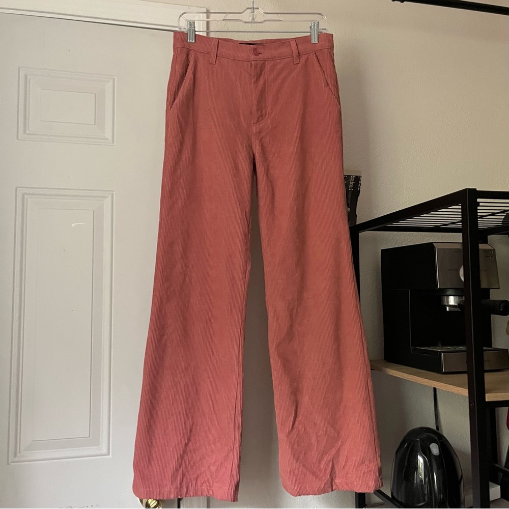 REFORMATION peach salmon pink corduroy straight wide leg trousers pants